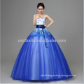 New Fashion Lace Off-Shoulder 2017 Female Formal Dress Royal Blue Ball Gown Wedding Dress